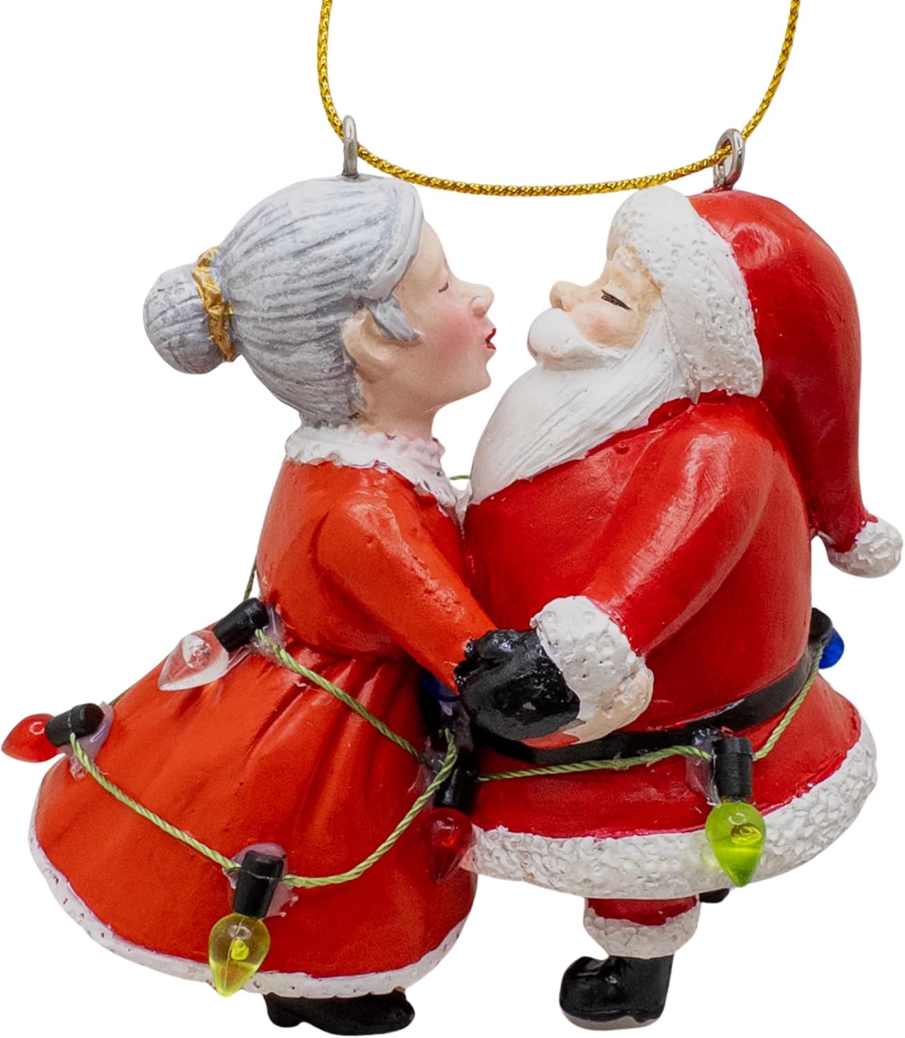 Santa and Mrs Claus Kissing Wrapped in Lights Christmas Tree Ornament ...