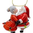thumbnail image 1 of Santa and Mrs Claus Kissing Wrapped in Lights Christmas Tree Ornament, 1 of 5