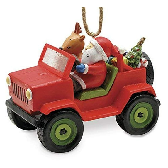 Santa and Reindeer SUV Christmas Onament