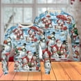 thumbnail image 1 of Santa and Snowman Christmas Sweatshirt, Festive Holiday Crewneck, Santa with Gifts and Snowmen Family, Cozy Winter Wonderland Pullover for Men Women, 1 of 6