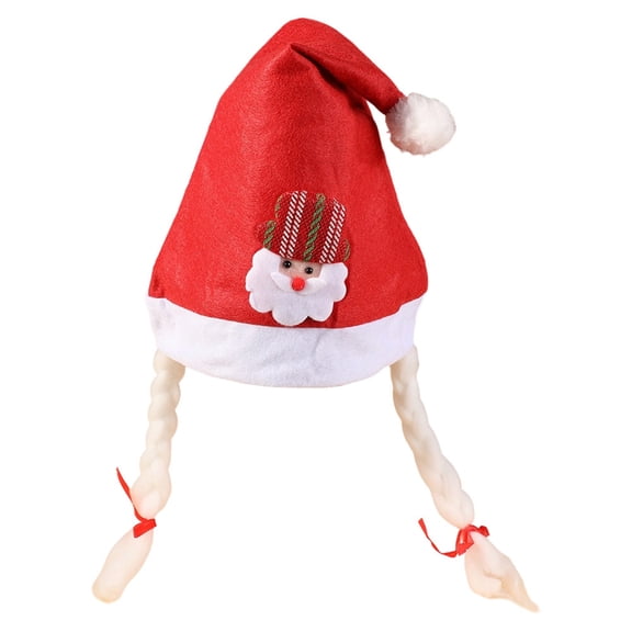 Santa hats Braided Santa Hat For Adults And Kids Festive Red Noel Party Cap With Ear And Holiday Celebration small santa hats