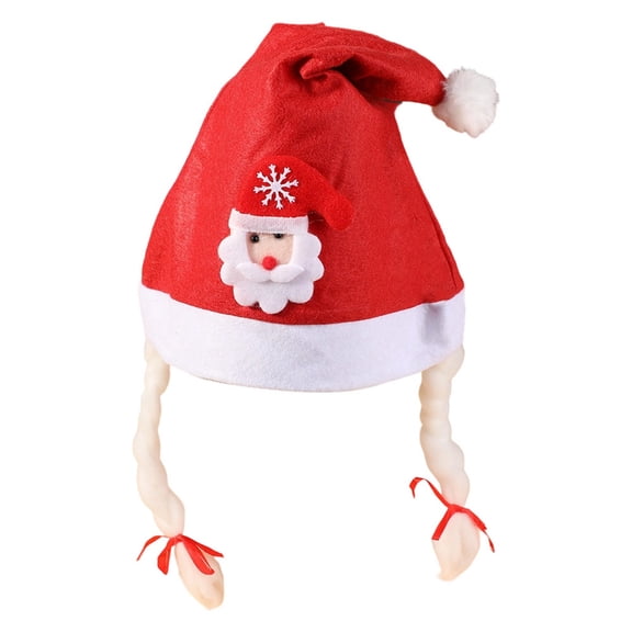 Santa hats Braided Santa Hat With Ear Festive Knit Cap For Adults And Children Holiday Party small santa hats