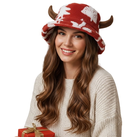 Santa hats Festive Hat For Cozy Winter Warm Soft Novelty Funny Beret With Horn Design small santa hats