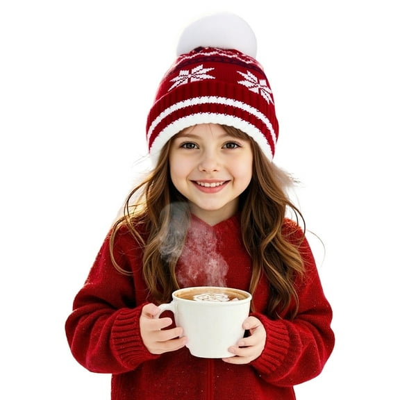 Santa hats Kids Winter Snowflake Knitted Warm Hat With Ear For Boys And Girls Cold Weather small santa hats