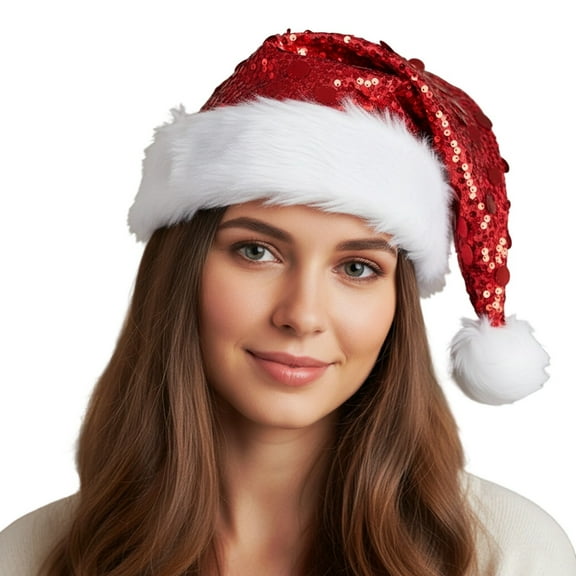 Santa hats Sequin Hat With Ear Festive Holiday Party Novelty Cap For Winter Outdoor Activities small santa hats