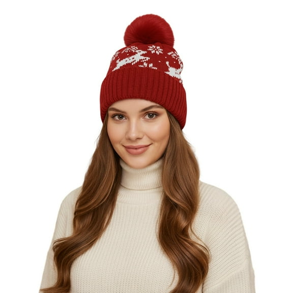 Santa hats Winter Knitted Hat Lined Thick Warm Ear Ski Cap Soft Thermal Cossack Trapper Style For Cold Weather Outdoor Activities small santa hats