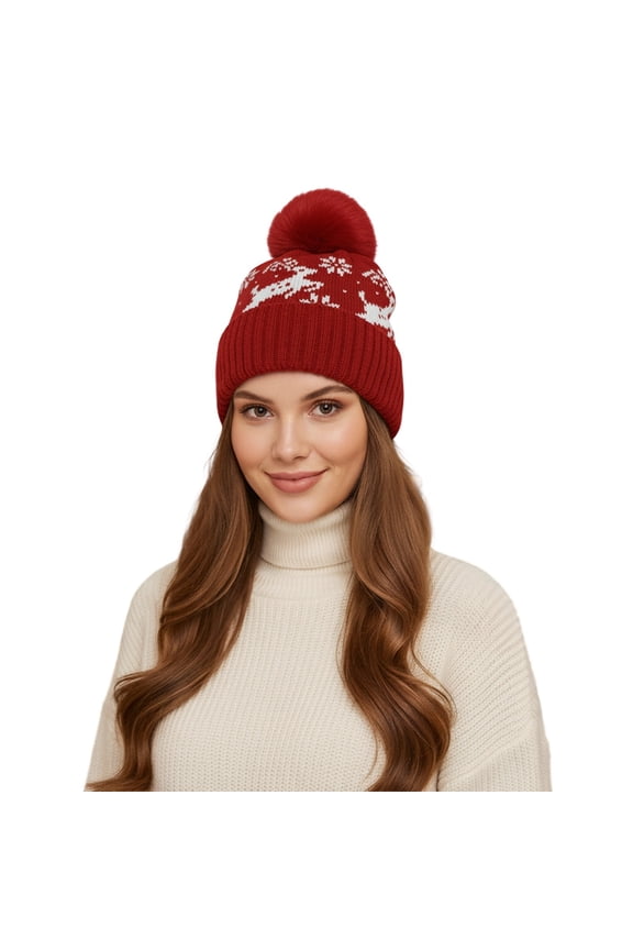 Santa hats Winter Knitted Hat Lined Thick Warm Ear Ski Cap Soft Thermal Cossack Trapper Style For Cold Weather Outdoor Activities small santa hats