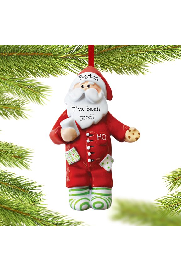 Santa in Pajamas with Milk & Cookie Ornament