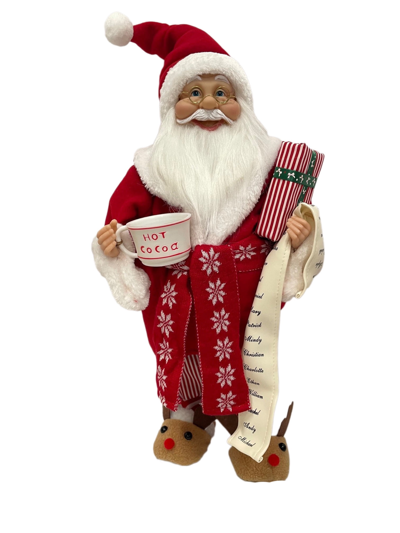 Santa in Robe and Slippers with Cocoa and Name List Indoor Décor, 18