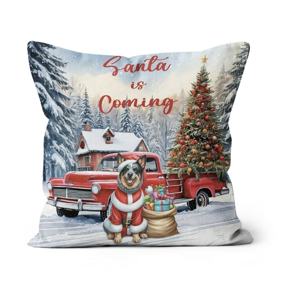 Santa is Coming Australian Cattle Dog Merry Christmas Xmas Noel Truck Tree Pillow Cushion Double Sided Heeler Lover Gifts Throw Pillow - 02023