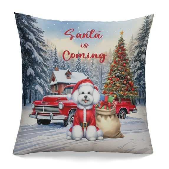 Santa is Coming Bichon Frise Merry Christmas Xmas Noel Truck Tree Pillowcase Double Sided Bichons Dog Lovers Gifts Idea Pillow Case Covers - 02023