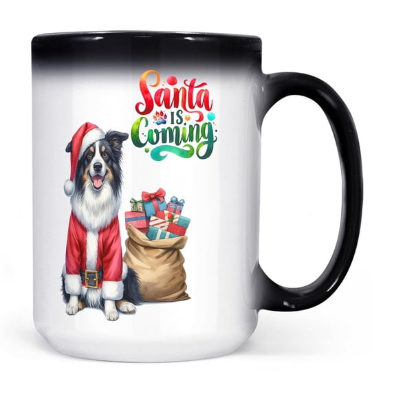 Santa is Coming Border Collie Merry Christmas Xmas Noel Truck Tree Heat Color Changing Mug Borders Dog Lovers Gifts Idea Magic Coffee Mug - 02023