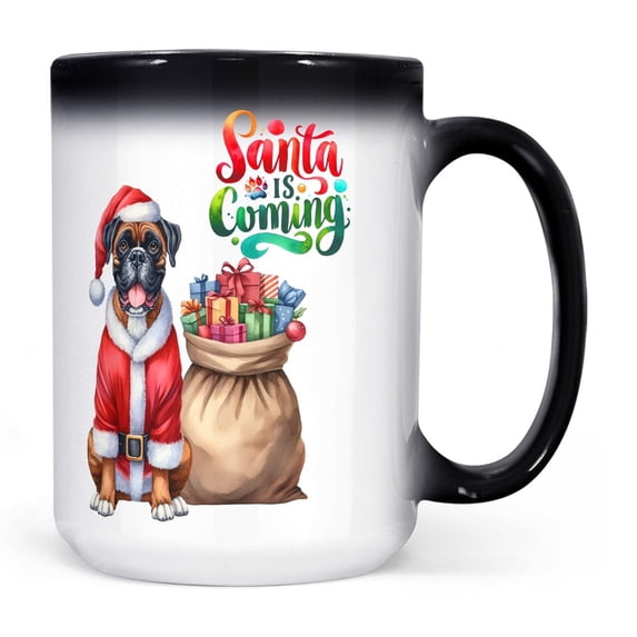 Santa is Coming Boxer Merry Christmas Xmas Noel Truck Tree Heat Color Changing Mug Boxers Dog Lover Gifts Idea Magic Coffee Mug - 02023