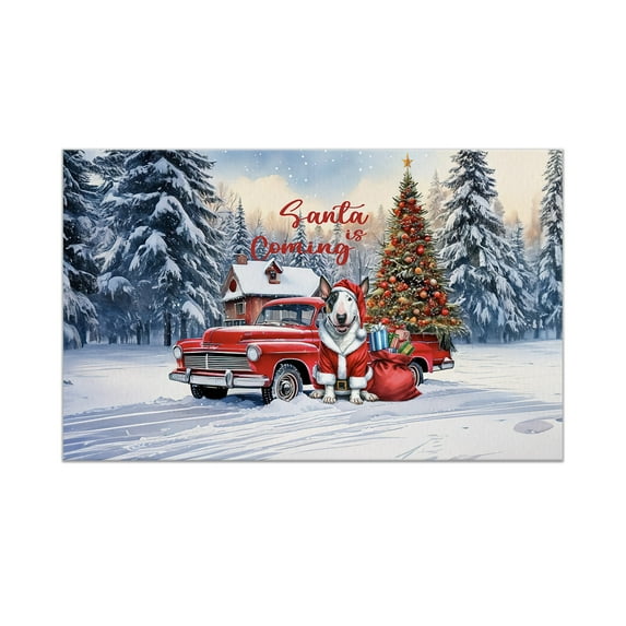 Santa is Coming Bull Terrier Merry Christmas Xmas Noel Truck Tree Doormat Bully Dog Lovers Gifts Idea Indoor Outdoor Welcome Mat - 02023