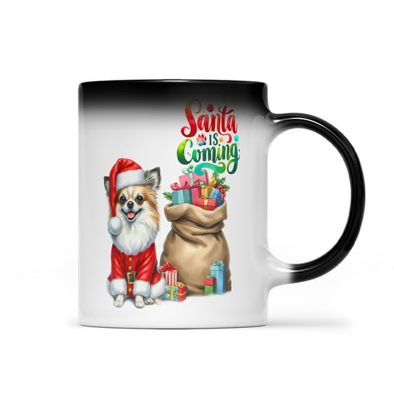 Santa is Coming Chihuahua Merry Christmas Xmas Noel Truck Tree Heat Color Changing Mug Dog Lover Gifts Idea Magic Coffee Mug - 02023