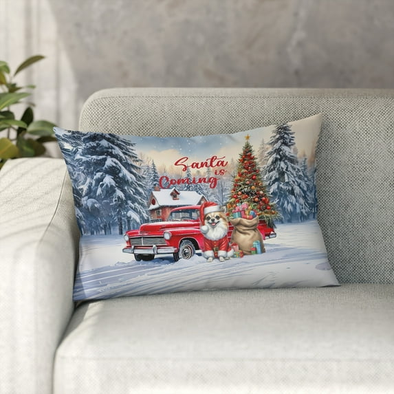 Santa is Coming Chihuahua Merry Christmas Xmas Noel Truck Tree Pillowcase Double Sided Dog Lover Gifts Idea Pillow Case Covers - 02023