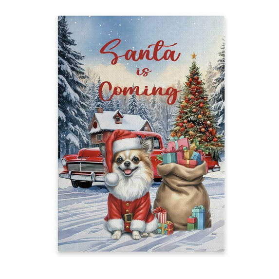 Santa is Coming Chihuahua Merry Christmas Xmas Noel Truck Tree Vertical Matte Canvas Poster Dog Lover Gifts Idea Wall Art Home Decor - 02023