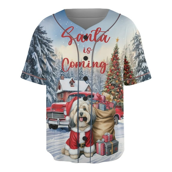 Santa is Coming Havanese Merry Christmas Xmas Noel Truck Tree All Over Print 3D Baseball Shirt Havanese Dog Lover Gifts Idea Softball Sport - 02023
