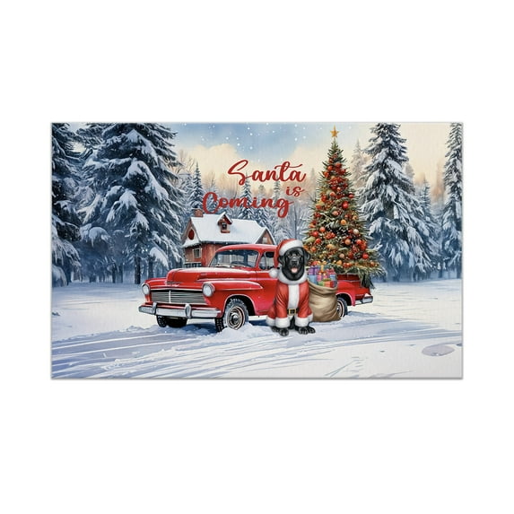 Santa is Coming Labrador Retriever Merry Christmas Xmas Noel Truck Tree Doormat Lab Dog Lover Gifts Indoor Outdoor Welcome Mat - 02023