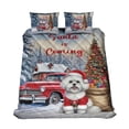 thumbnail image 1 of Santa is Coming Maltese Merry Christmas Xmas Noel Truck Tree Quilt Bedding Set Maltese Dog Lover Gifts Idea 1 Blanket Bed Cover 2 Pillowcases - 02023, 1 of 5