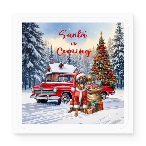 Santa is Coming Rhodesian Ridgeback Merry Christmas Xmas Noel Truck Tree Vinyl Sticker Ridgebacks Dog Lover Gifts Waterproof Decal Art Decor - 02023