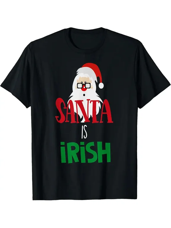 Santa is Irish Christmas Shirt Funny Holiday Ireland Patrick T-Shirt