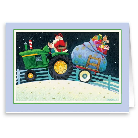 "Santa on His John Deere Tractor Sleigh!" Christmas on the Farm - Holiday Christ