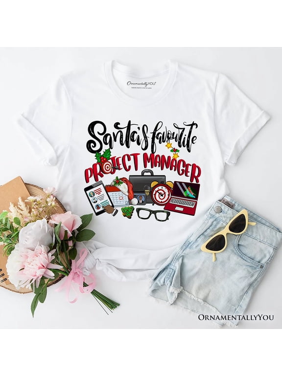 Santa’s Favorite Project Manager T-Shirt, Festive Office Holiday Tee