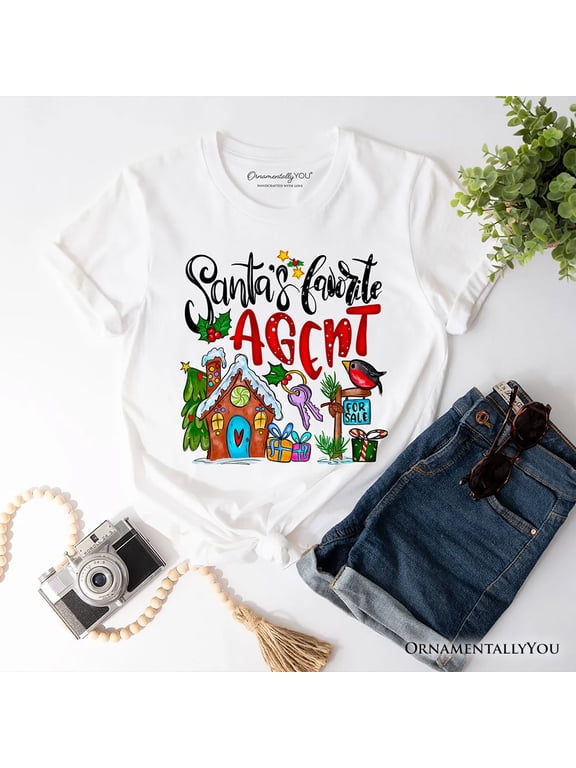Santa’s Favorite Real Estate Agent T-Shirt, Festive Holiday Christmas Tee