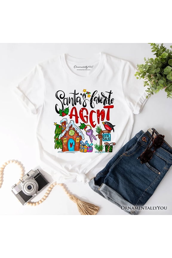 Santa’s Favorite Real Estate Agent T-Shirt, Festive Holiday Christmas Tee