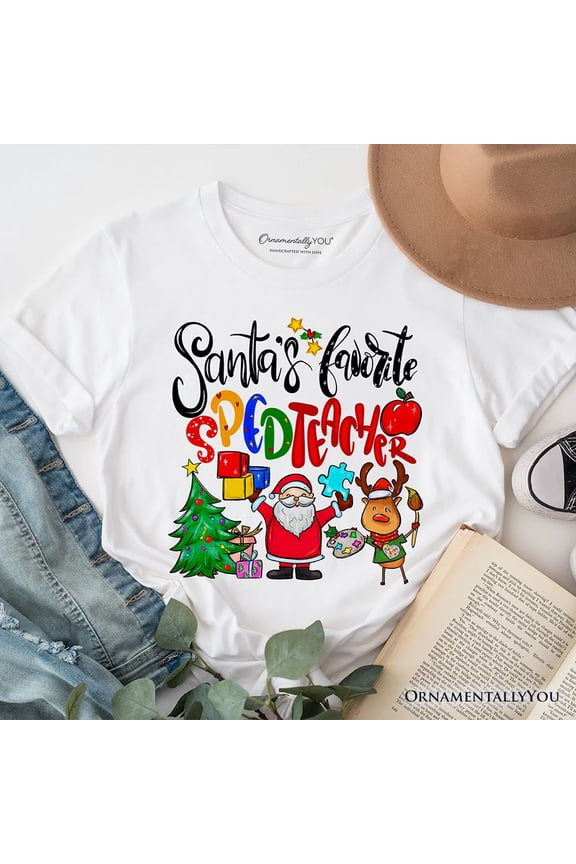 Santa’s Favorite Special Education Teacher T-Shirt, Merry Holiday Classroom Tee