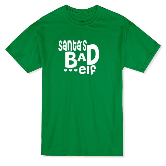 Santa's Bad Elf Hearts Men Gold T-Shirt, Male Medium