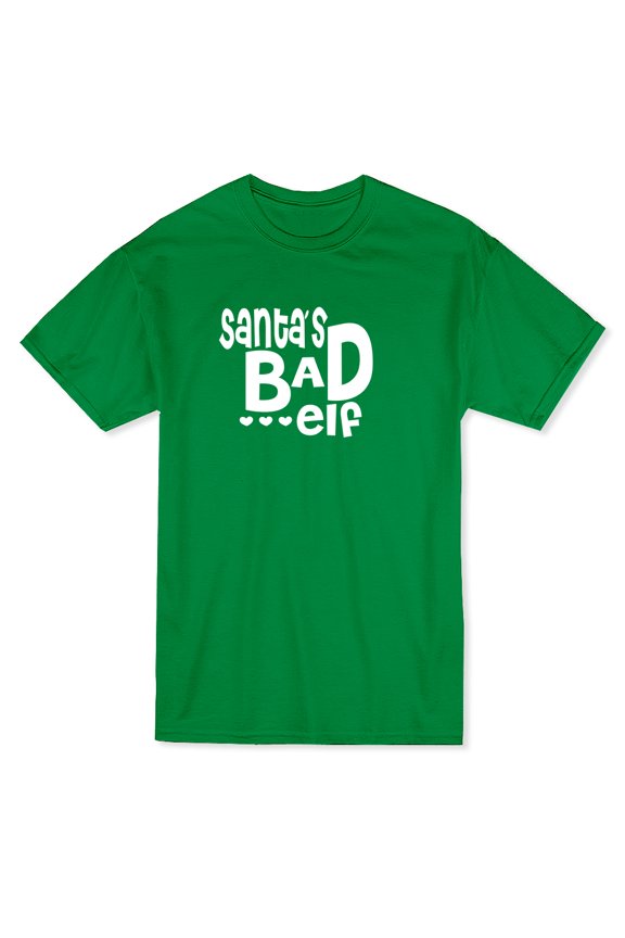 Santa's Bad Elf Hearts Men Gold T-Shirt, Male Medium