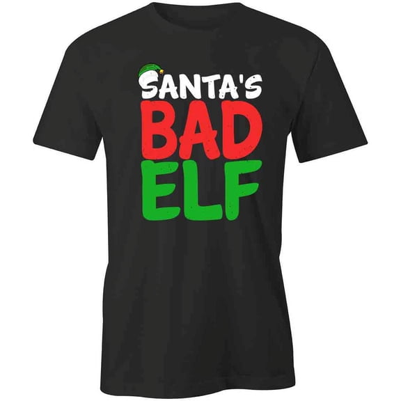 Santa's Bad Elf T-Shirt | Christmas Holiday Black Tee Gift