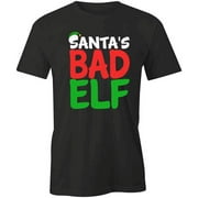 Santa's Bad Elf T-Shirt | Christmas Holiday Black Tee Gift