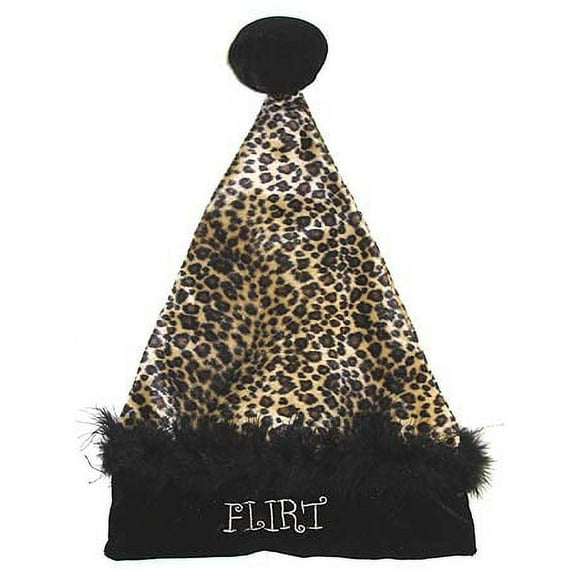 Santa's Best Black and Yellow Leopard Santa Unisex Adult Christmas Hat Costume Accessory - Large