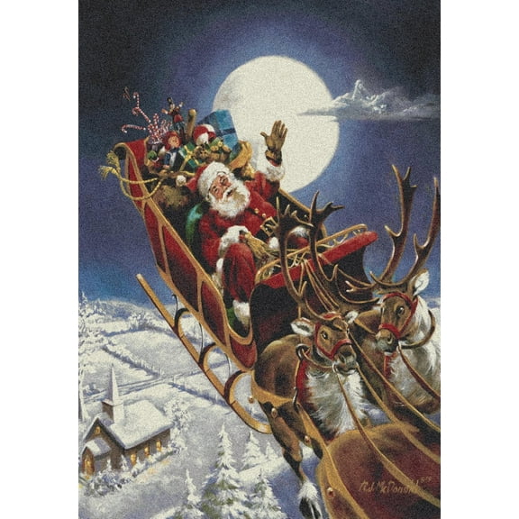 Santa's Big Night Holiday Haven Area Rug Perfect for Festive Décor in Any Room, 5'4" x 7'8"