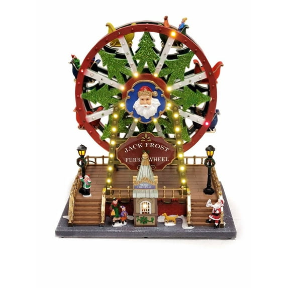 Santa's Carousel Christmas Decoration. Ferry Wheel Christmas Village F07M4-7. Jack Frost Christmas Carousel