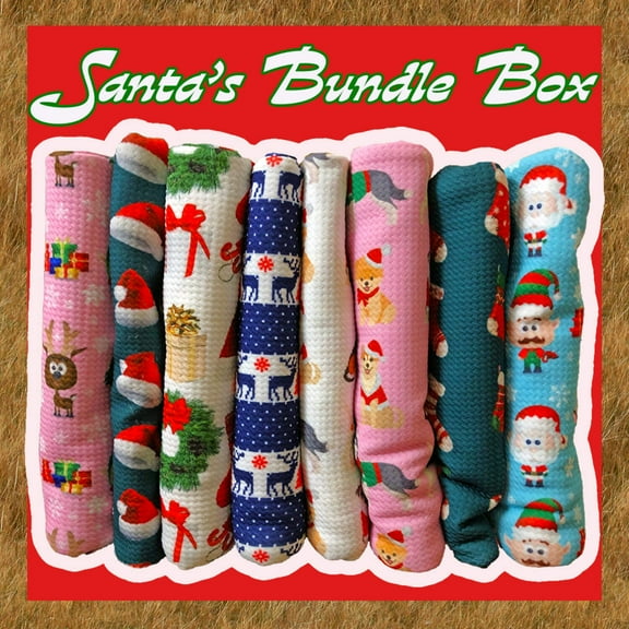 Santa's Christmas Bundle Box-Bullet Printed N Solid Colors Fabric-15 Yards Box-Assorted Fabrics