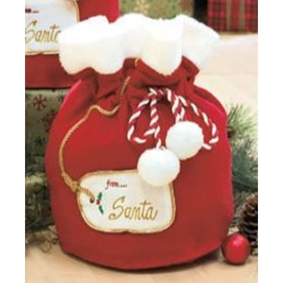Santa's Christmas Gift Bag - Fabric - About 12 by 8.5 inches