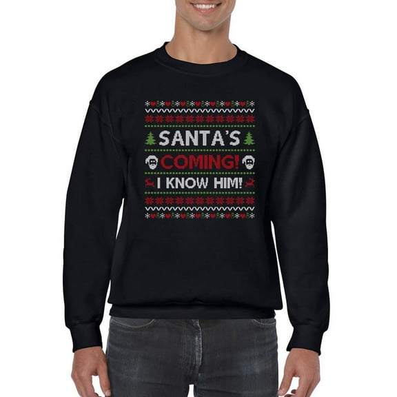 Santa's Coming! Sweatshirt Men -Smartprints Designs, Male 3X-Large