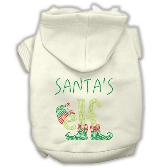 Christmas Pet, Dog Cat Hoodie Rhinestone, "Santa's Elf"