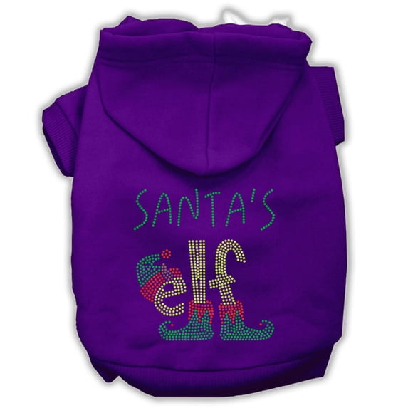 Christmas Pet, Dog Cat Hoodie Rhinestone, "Santa's Elf"