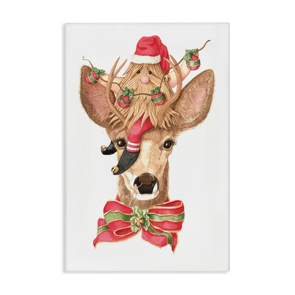 Stupell Industries Santa's Elf on Deer Canvas Wall Art, design by Nancy Overton, 45 x 30