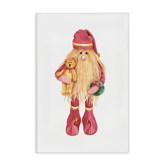 Stupell Industries Santa's Elf with Teddy Bear Canvas Wall Art, design by Nancy Overton, 45 x 30