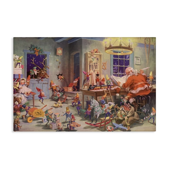 Stupell Industries Santa's Elves Antique Scene Canvas Wall Art, design by Vintage Hustle