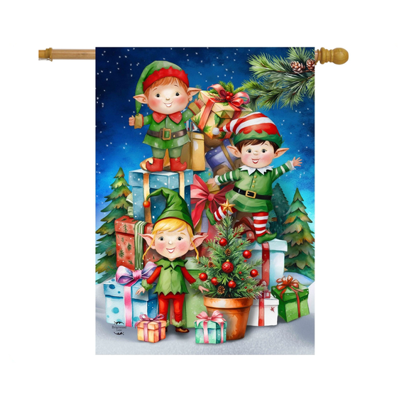 Santa's Elves Flag 12x18 POLE NOT INCLUDED Garden Flag