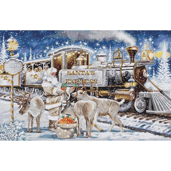 Luca-S Santa's Express White Counted Cross-Stitch Kit