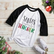 Santas Fav Teacher Black Sleeve Jersey