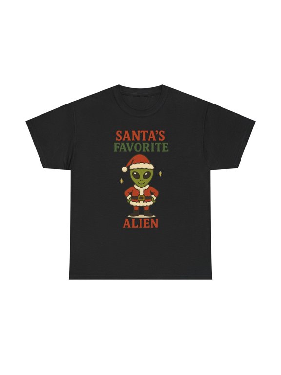 Santa's Favorite Alien Christmas Graphic Creative Theme Suited To Daily Outfits And Special Occasions T-Shirt, Size S-5XL